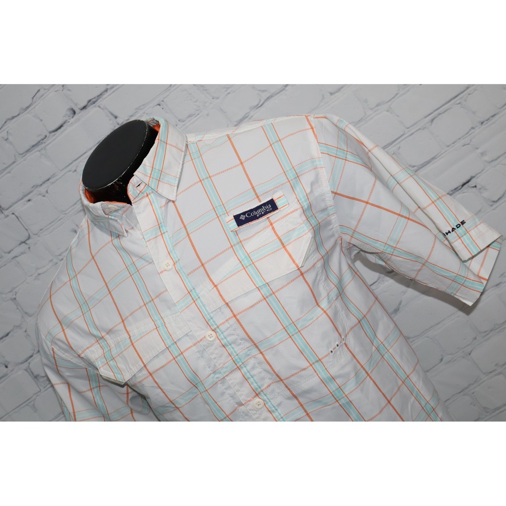 Columbia PFG Shirt Mens Large White Orange Performance Fishing Gear Tamiami II *